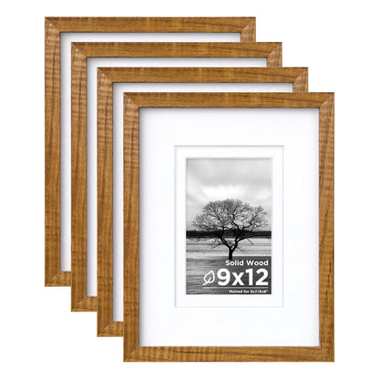Egofine 8x10 Picture Frames Set of 4, Made of Solid Wood Covered by Plexiglass 4x6 and 5x7 with Mat or 8x10 without Mat, for Table Top Display and Wall Mounting Photo Frame Black