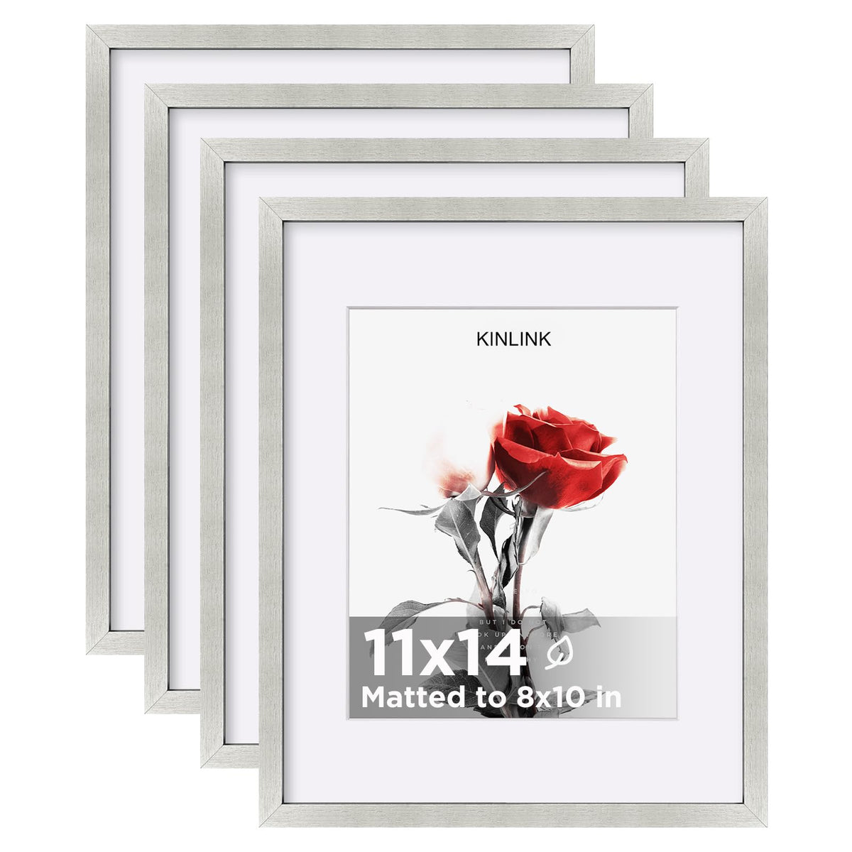 KINLINK 5x7 Picture Frames, Mix Color Photo Frames with Plexiglass for Picture 4x6 with Mat or 5x7 without Mat, Composite Wood Picture Frames for Table Top and Wall Mounting, Set of 4