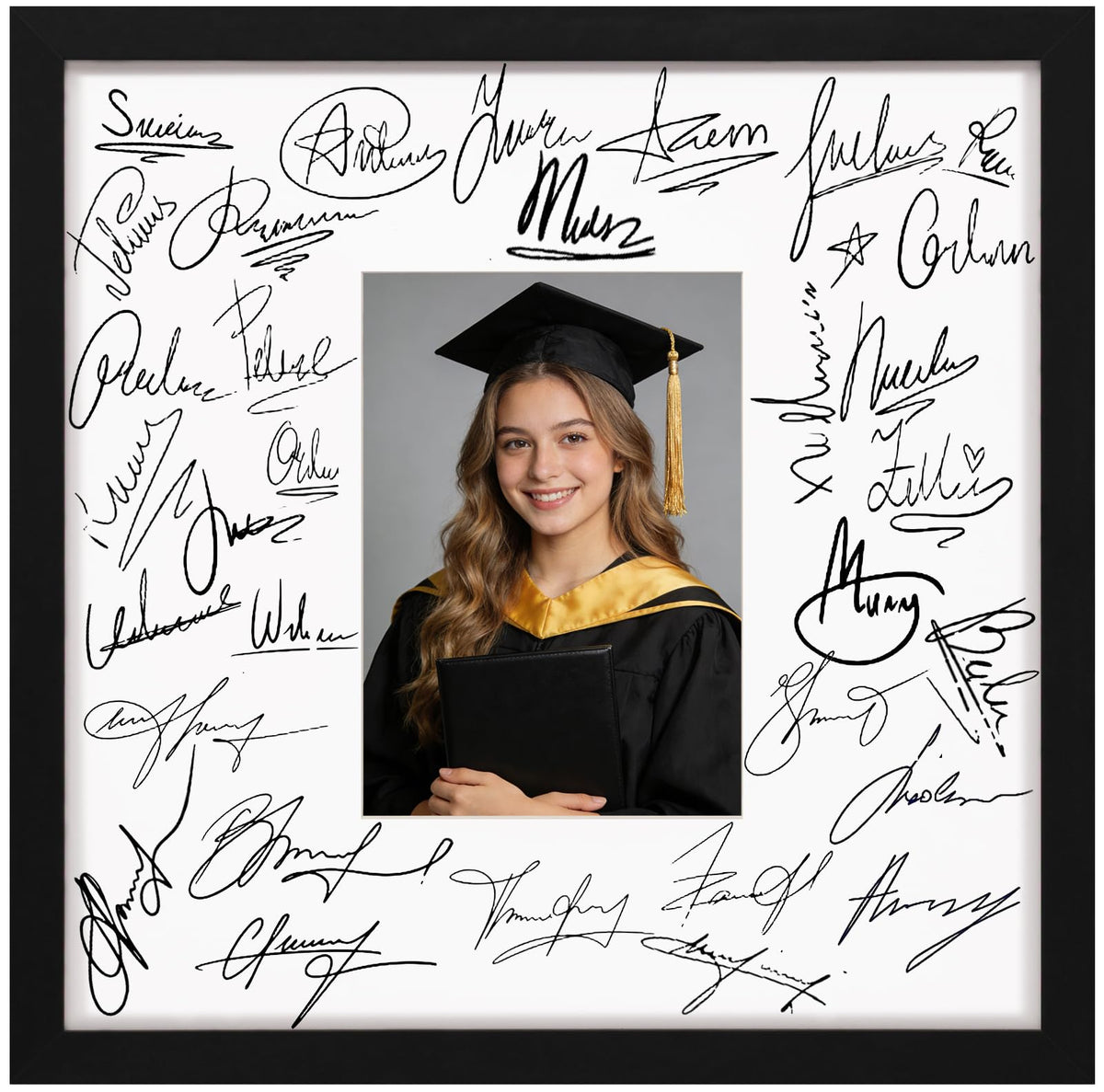 eletecpro 11x14 Signable Picture Frame with Clear Acrylic Cover, Signature Photo Frame with Mat Display 5x7 Photo for Tabletop or Wall, Wedding Guest Book Alternative, Graduation Decoration, Black