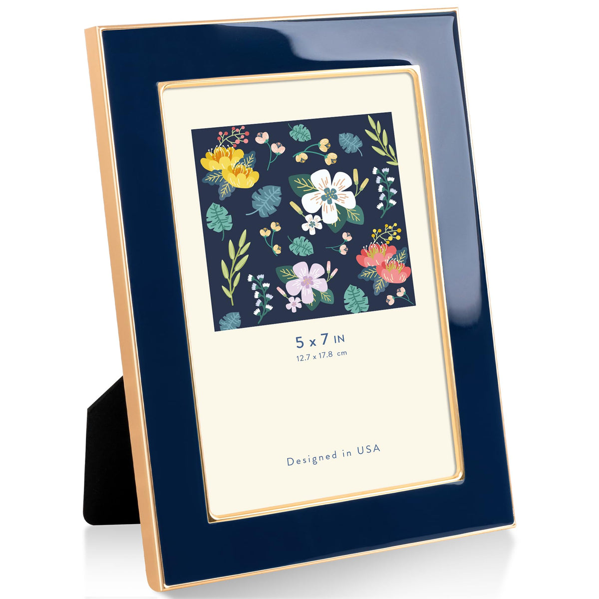 4x6 Enamel Picture Frame with Gold Metal Edge & HD Tempered Glass, Yellow