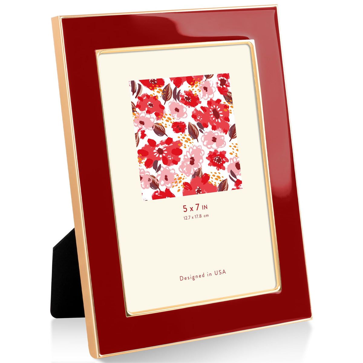4x6 Enamel Picture Frame with Gold Metal Edge & HD Tempered Glass, Yellow