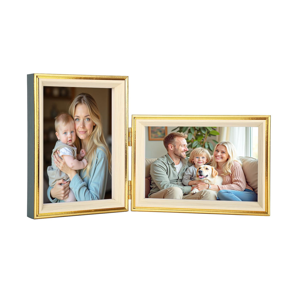 4x6 Double Hinged Picture Frame,College Photo Standing Display, PS02-WGD6
