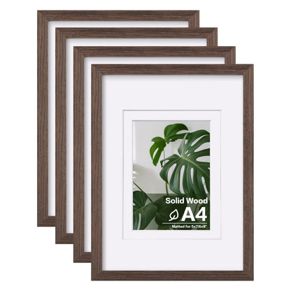Egofine 8x10 Picture Frames Set of 4, Made of Solid Wood Covered by Plexiglass 4x6 and 5x7 with Mat or 8x10 without Mat, for Table Top Display and Wall Mounting Photo Frame Black