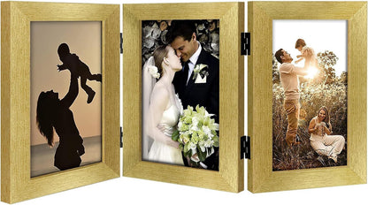 Golden State Art, 5x7 Triple Picture Frame Black- Real Glass, 1 Pack