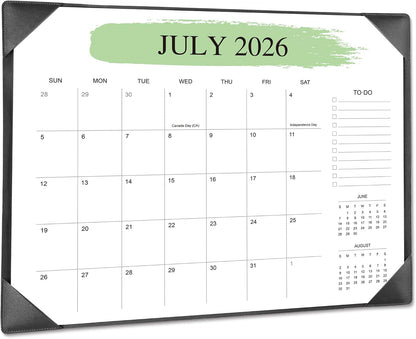 Desk Calendar 2026-2027 with Desktop Mat, 22"x17", Jul 2026-Dec 2027, Black