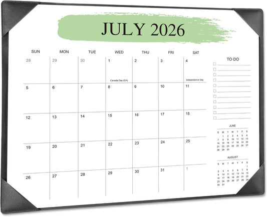 Desk Calendar 2026-2027 with Desktop Mat, 22"x17", Jul 2026-Dec 2027, Black