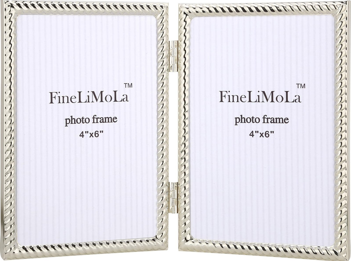5x7'' Silver Rope Design Metal Picture Frames with Hi Quality Velvet Backing and Real Glass Front,Silver Photo Frame 7x5'' for Desktop Display Or Wall Hanging