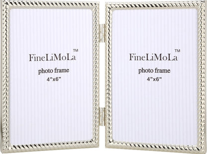 5x7'' Silver Rope Design Metal Picture Frames with Hi Quality Velvet Backing and Real Glass Front,Silver Photo Frame 7x5'' for Desktop Display Or Wall Hanging