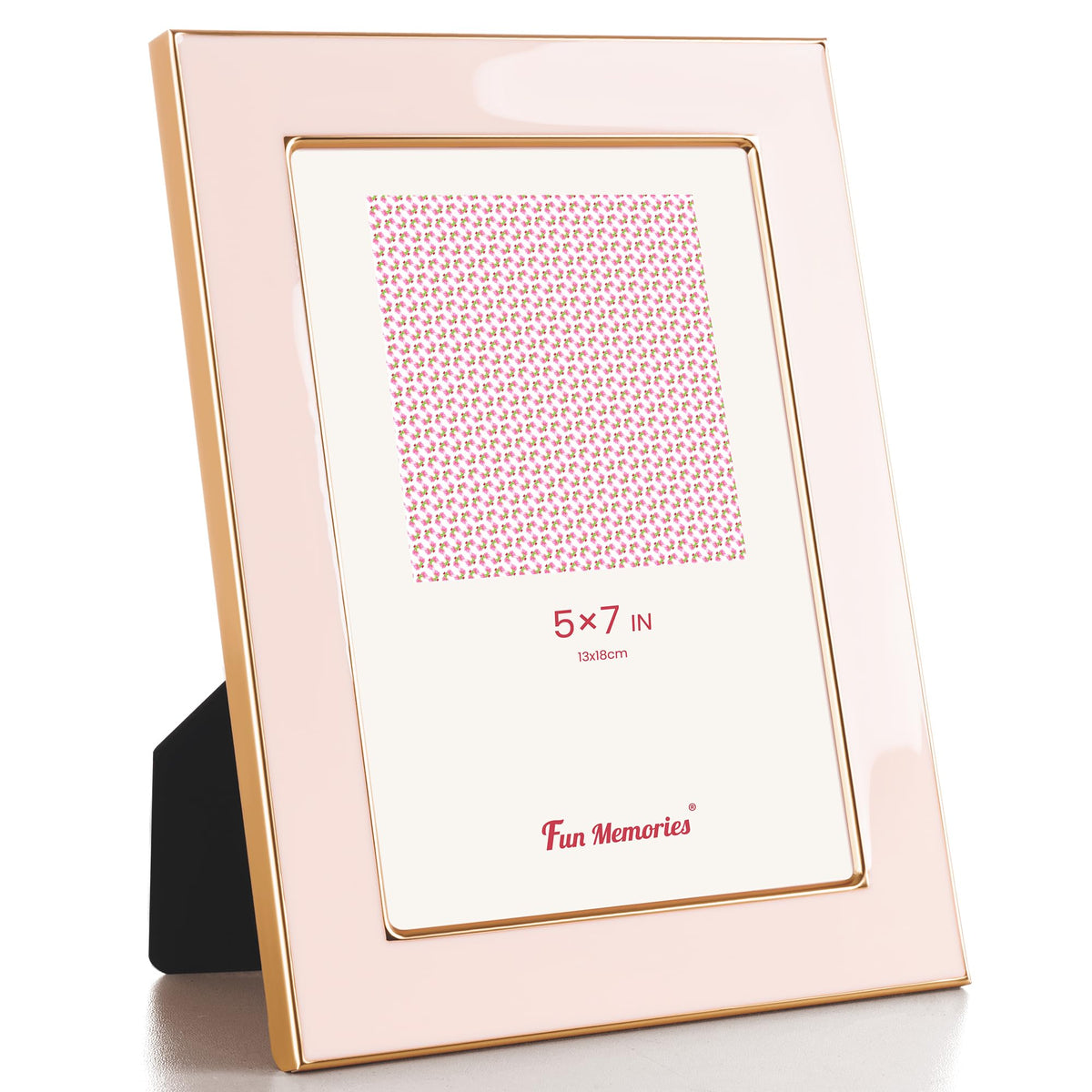 Fun Memories 4x6 Enamel Picture Frame with HD-Tempered Glass, Gold Metal Edge with Easel, Vertical & Horizontal Display, Wall and Tabletop Display Family Photo Gallery (White Enamel,1P)
