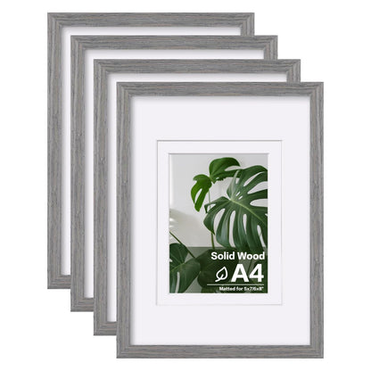 Egofine 8x10 Picture Frames Set of 4, Made of Solid Wood Covered by Plexiglass 4x6 and 5x7 with Mat or 8x10 without Mat, for Table Top Display and Wall Mounting Photo Frame Black
