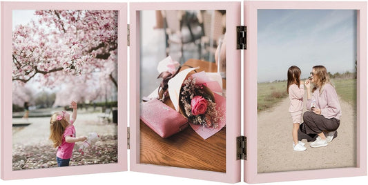 5x7 Triple Picture Frame Tabletop Display for Photos Pink