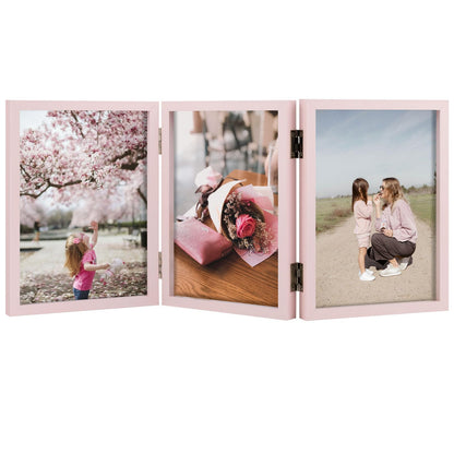 4x6 Triple Picture Frame Tabletop Display for Photos Black