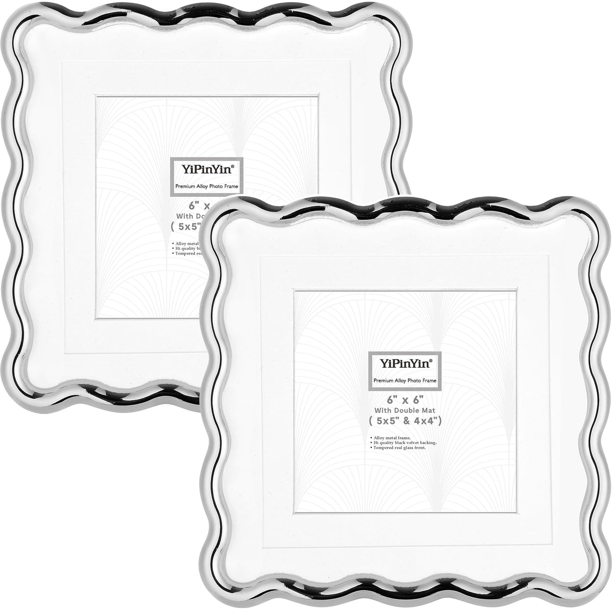 YiPinYin 4x6‘’ Gold Picture Frames Set of 2,High-End Heavy Duty Zinc Alloy Photo Frames with Wave Design,Velvet Backing, Dual Use for Desktop Display & Wall Hanging
