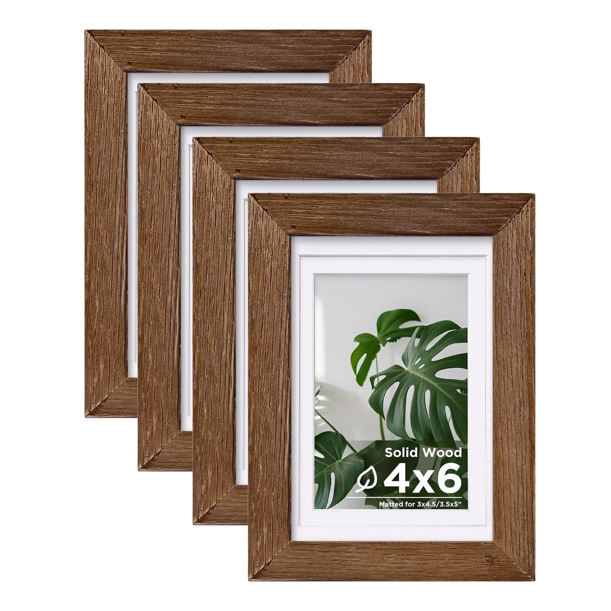 Egofine 8x10 Picture Frames Set of 4, Made of Solid Wood Covered by Plexiglass 4x6 and 5x7 with Mat or 8x10 without Mat, for Table Top Display and Wall Mounting Photo Frame Black