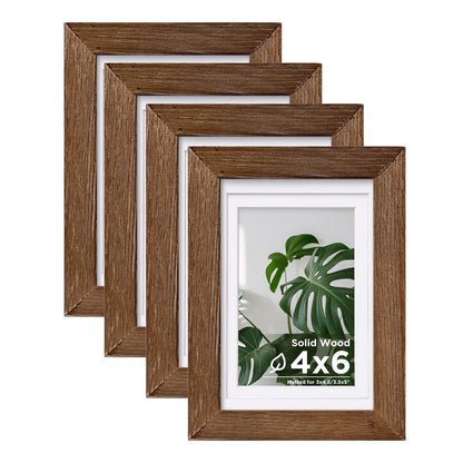 Egofine 8x10 Picture Frames Set of 4, Made of Solid Wood Covered by Plexiglass 4x6 and 5x7 with Mat or 8x10 without Mat, for Table Top Display and Wall Mounting Photo Frame Black