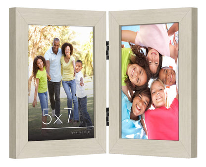 Americanflat Hinged 8x10 Picture Frame with Shatter-Resistant Glass - Double Picture Frames with Engineered Wood - Signature Collection - Photo Frame for Tabletop Display - Black