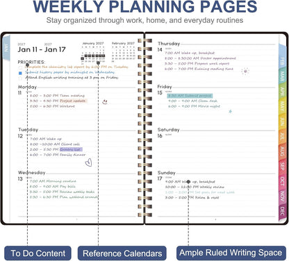 2027 Planner, Weekly and Monthly Calendar Planner Book