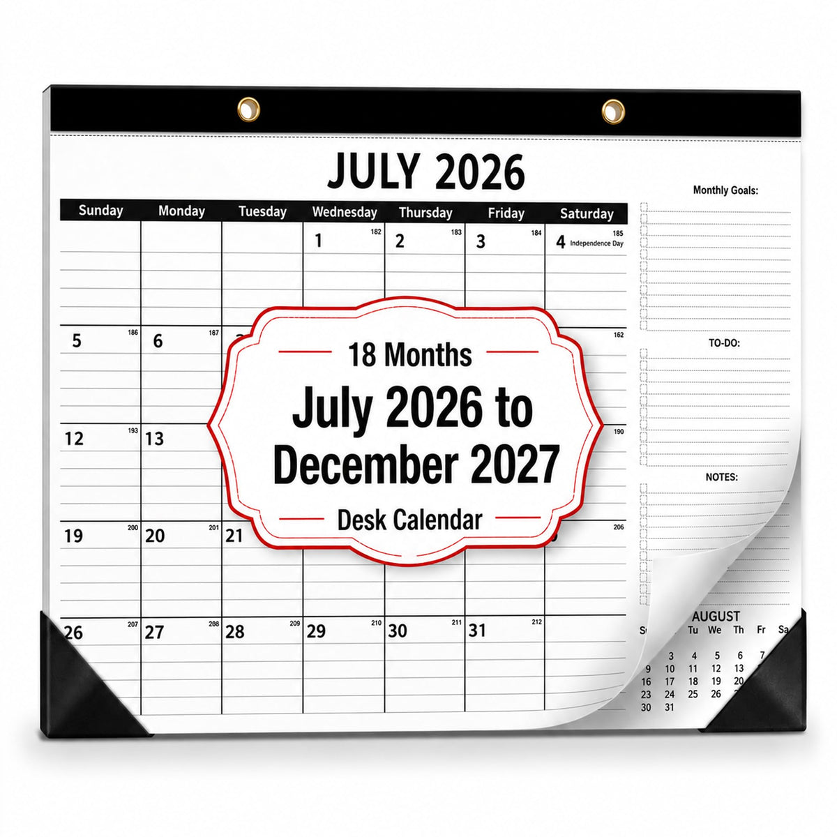 2-Pack Desk Calendar 2026-2027 - Two 18-Month Large Monthly Calendars (July 2026 - Dec 2027), 17" x 12" Desktop & Wall Calendars with Thick 120g Paper for Home and Office Sync