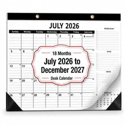 2-Pack Desk Calendar 2026-2027 - Two 18-Month Large Monthly Calendars (July 2026 - Dec 2027), 17" x 12" Desktop & Wall Calendars with Thick 120g Paper for Home and Office Sync
