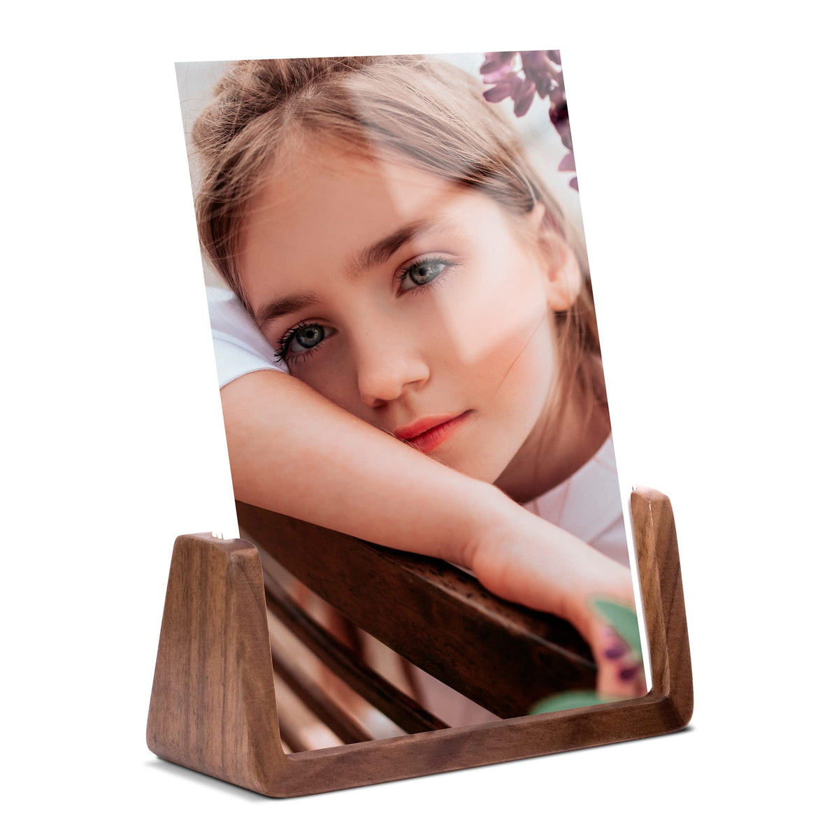 4x6 Picture Frame - 2 Pack, Rustic Wooden Photo Frame with Walnut Wood Base and High Definition Acrylic Glass Covers for Tabletop or Desktop Display (4x6 inch, Horizontal + Vertical)