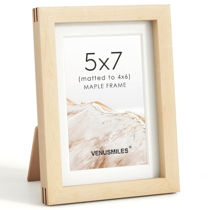 4x6 Picture Frame, USA-Sourced Natural Maple Wood Photo Collage Frame with HD Tempered Glass, Modern Simple 4 x 6 Wooden Frame Matted to 3.5x5, Gallery Wall Frames for Art, Wall or Tabletop Display