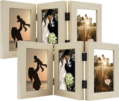 Golden State Art, 5x7 Triple Picture Frame Black- Real Glass, 1 Pack