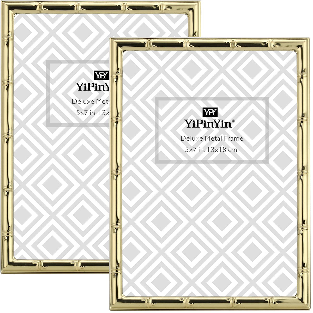 4x6'' Bamboo Detail Double Photo Frames,Silver 6x4'' Double Metal Picture Frames,Elegant Silver Plated Photo Frames 4 x 6'' With Soft Touch Velvet Backing and Real Glass for Desktop and Shelf Decor