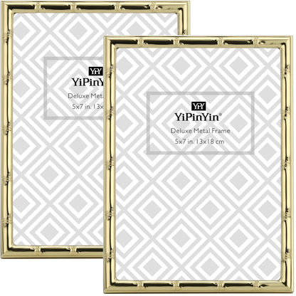 4x6'' Bamboo Detail Double Photo Frames,Silver 6x4'' Double Metal Picture Frames,Elegant Silver Plated Photo Frames 4 x 6'' With Soft Touch Velvet Backing and Real Glass for Desktop and Shelf Decor