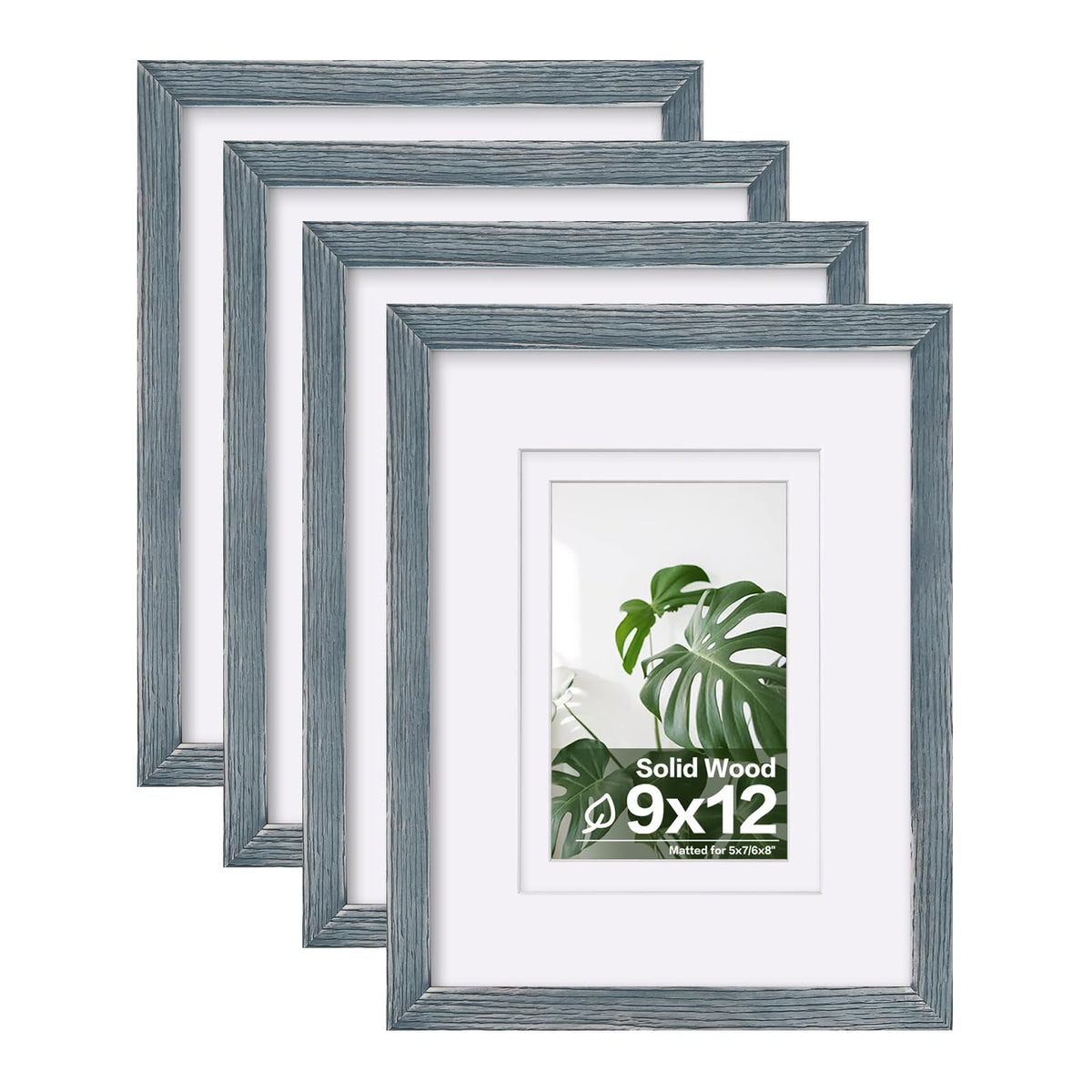 Egofine 8x10 Picture Frames Set of 4, Made of Solid Wood Covered by Plexiglass 4x6 and 5x7 with Mat or 8x10 without Mat, for Table Top Display and Wall Mounting Photo Frame Black