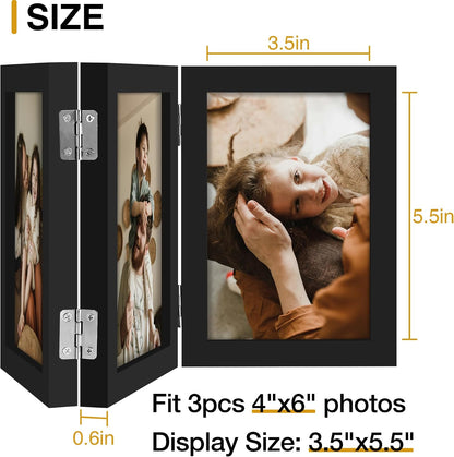 decorUhome Black Triple 4x6 Picture Frame Vertical