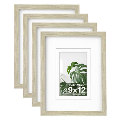 Egofine 8x10 Picture Frames Set of 4, Made of Solid Wood Covered by Plexiglass 4x6 and 5x7 with Mat or 8x10 without Mat, for Table Top Display and Wall Mounting Photo Frame Black