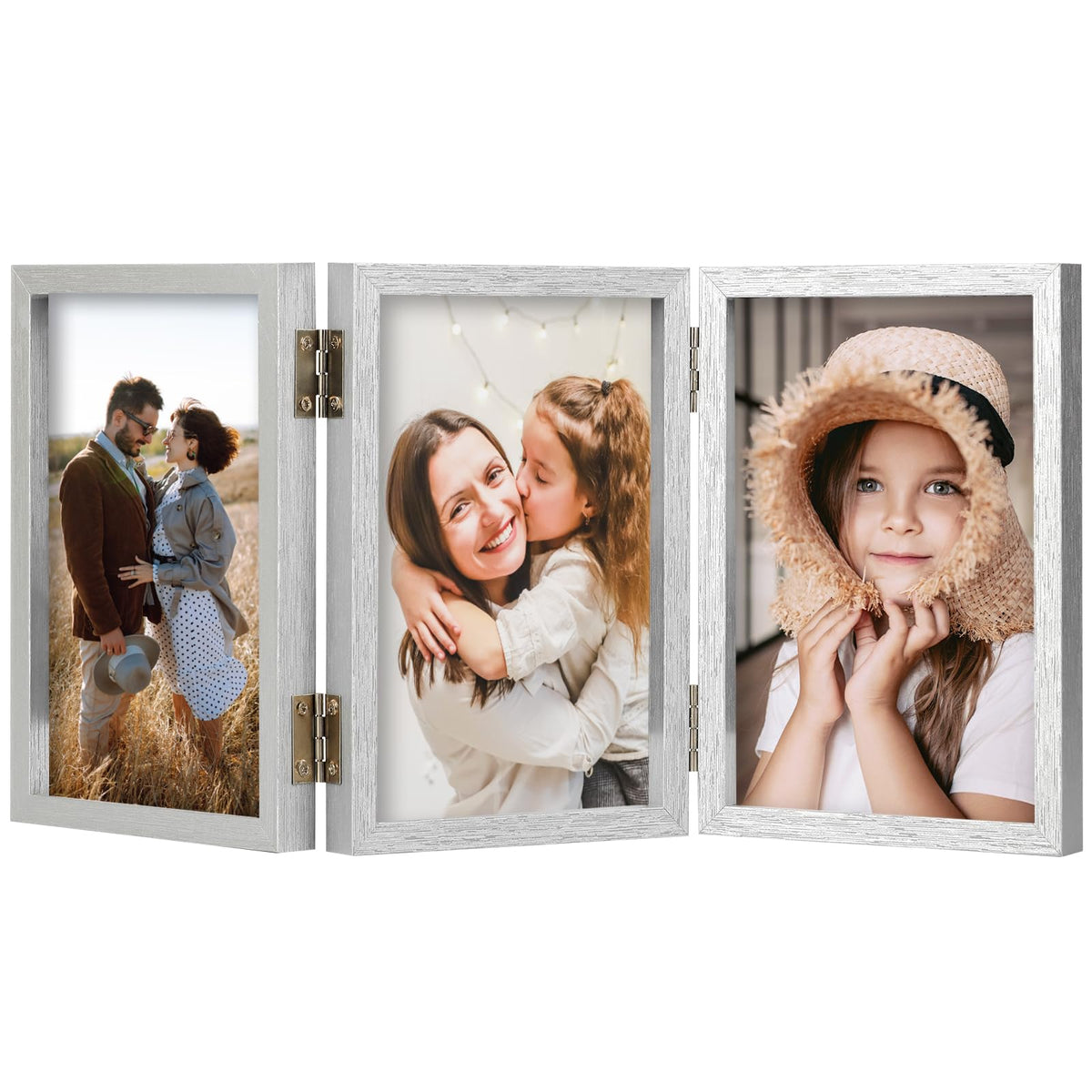 4x6 Triple Picture Frame 3 Picture Frames with Glass Gold