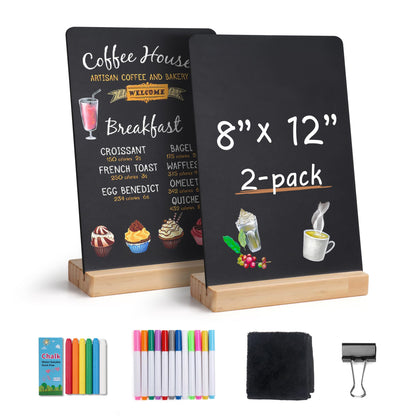 SELEAD Small Chalkboard Words Sign w/Metal Stand, 2 Pack 8”x12”, Rectangle