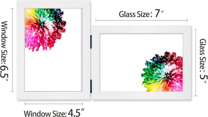 5x7 Vertical Horizontal Double Picture Frame, White Modern Wood Frame