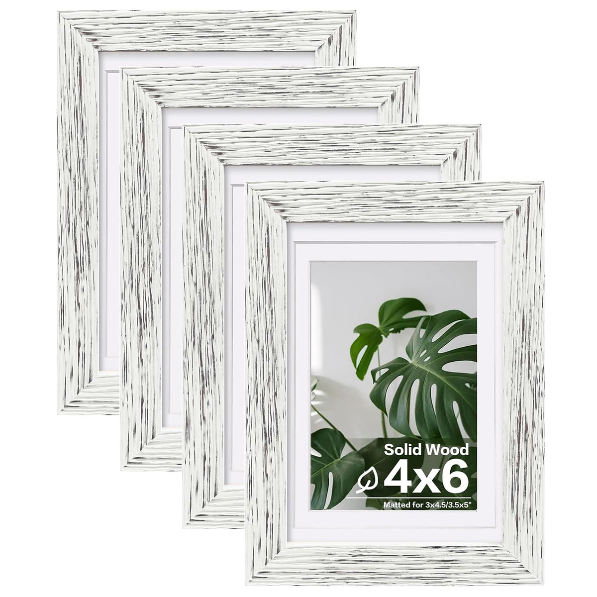 Egofine 8x10 Picture Frames Set of 4, Made of Solid Wood Covered by Plexiglass 4x6 and 5x7 with Mat or 8x10 without Mat, for Table Top Display and Wall Mounting Photo Frame Black
