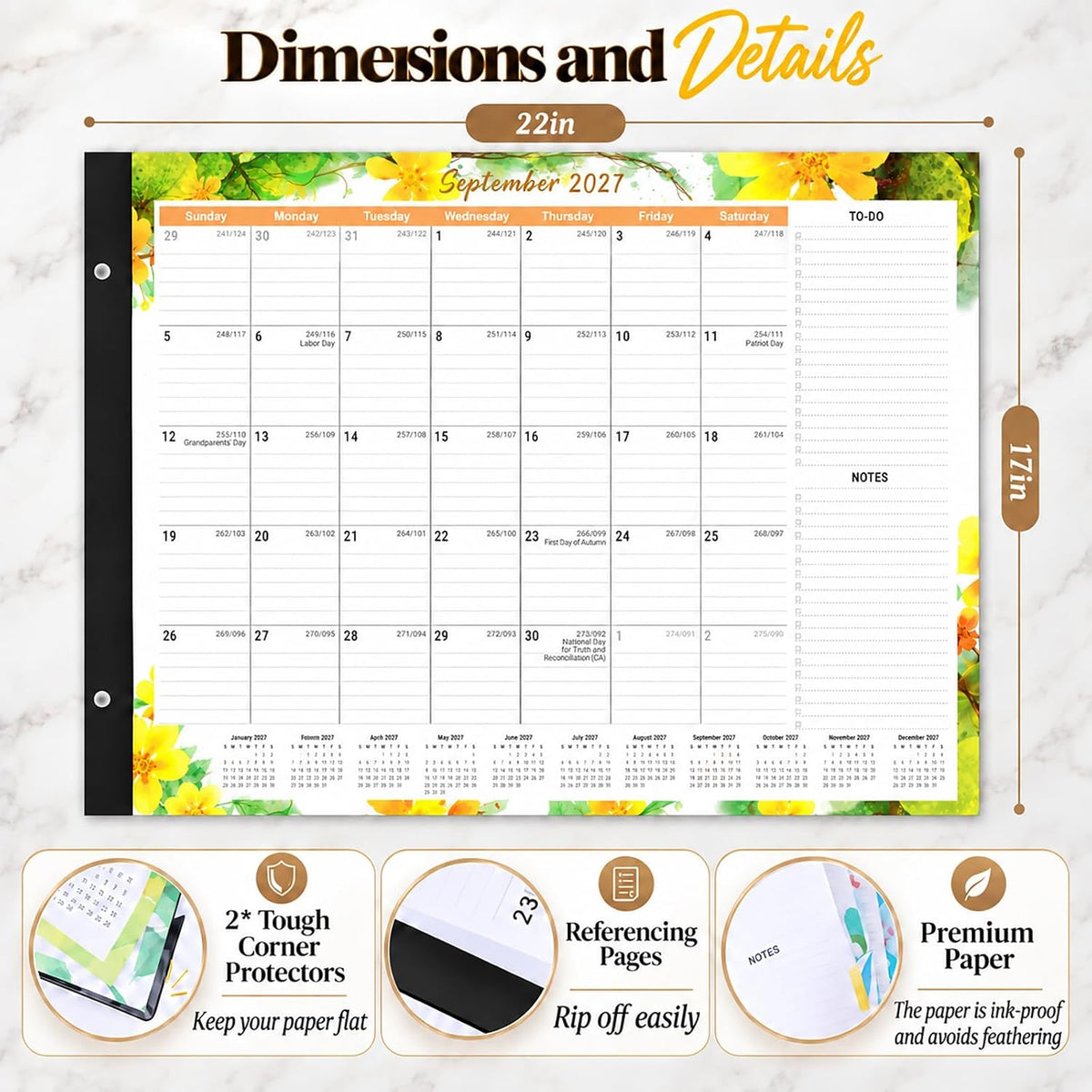 Large Desk Calendar 2026-2027,Jul 2026-Dec 2027,Gannyfer 18-Month Calendar