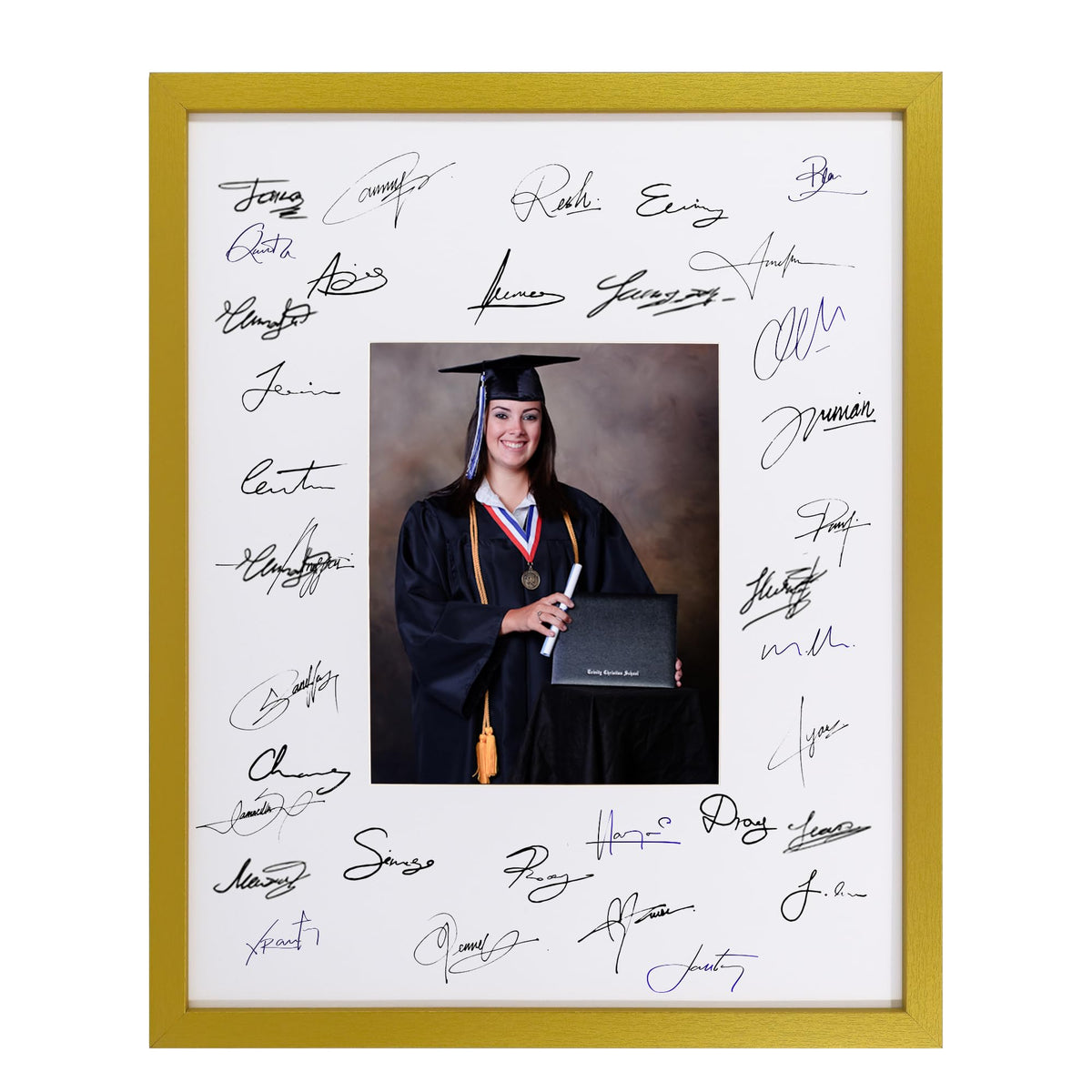 GarduationMall 11x14 Signature Picture Frame Holds 5x7 Photo with White Mat for Wedding Graduation | Wall or Tabletop Display