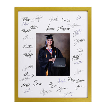 GarduationMall 11x14 Signature Picture Frame Holds 5x7 Photo with White Mat for Wedding Graduation | Wall or Tabletop Display