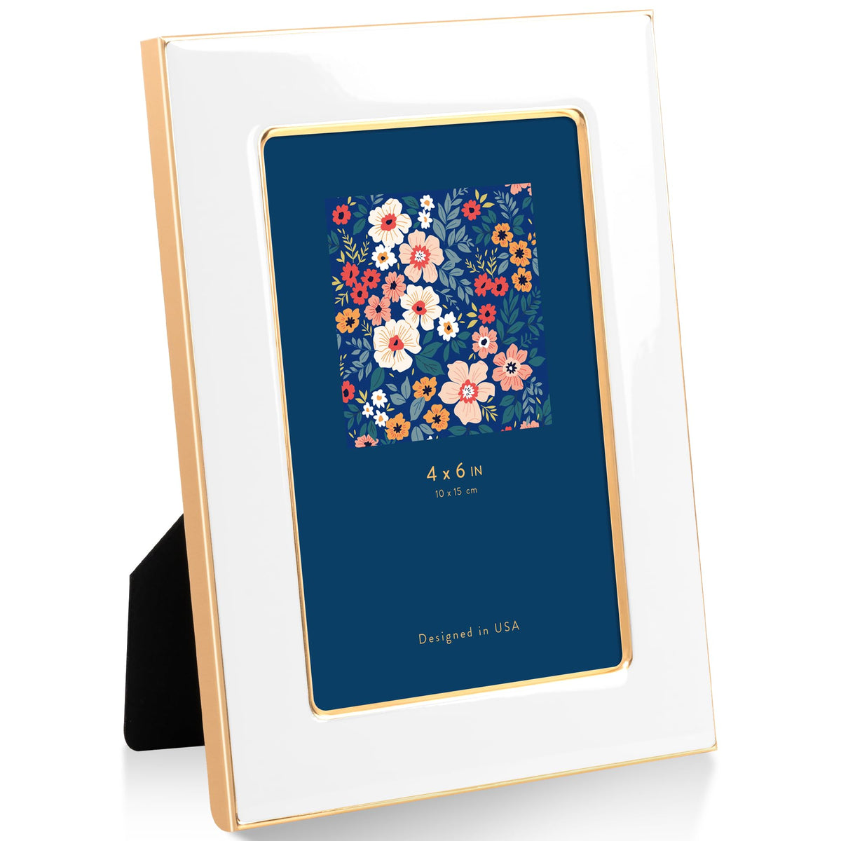 4x6 Enamel Picture Frame with Gold Metal Edge & HD Tempered Glass, Yellow