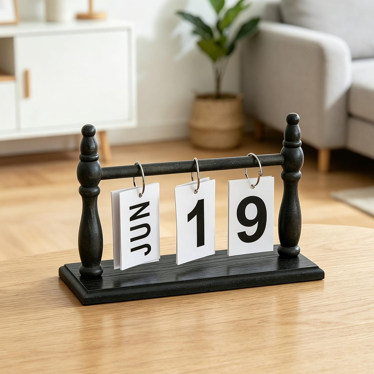 Perpetual Flip Desk Calendar, Reusable Desktop Decor, White