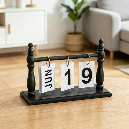 Perpetual Flip Desk Calendar, Reusable Desktop Decor, White