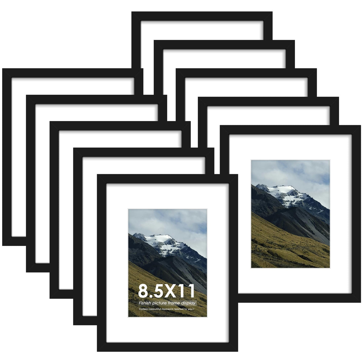 12x12 Picture Frame Sef of 10, for Wall Gallery Decor, Black