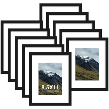 12x12 Picture Frame Sef of 10, for Wall Gallery Decor, Black