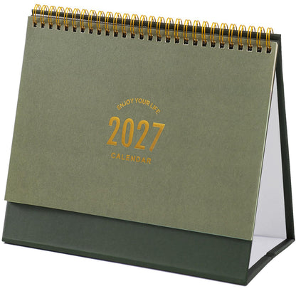 Small Desk Calendar 2027-2028, Standing Flip Desktop Calendar from January 2027 to June 2028 - Metal Ring Twin-Wire Binding Monthly Desktop Calendar for Home Office School (Black)