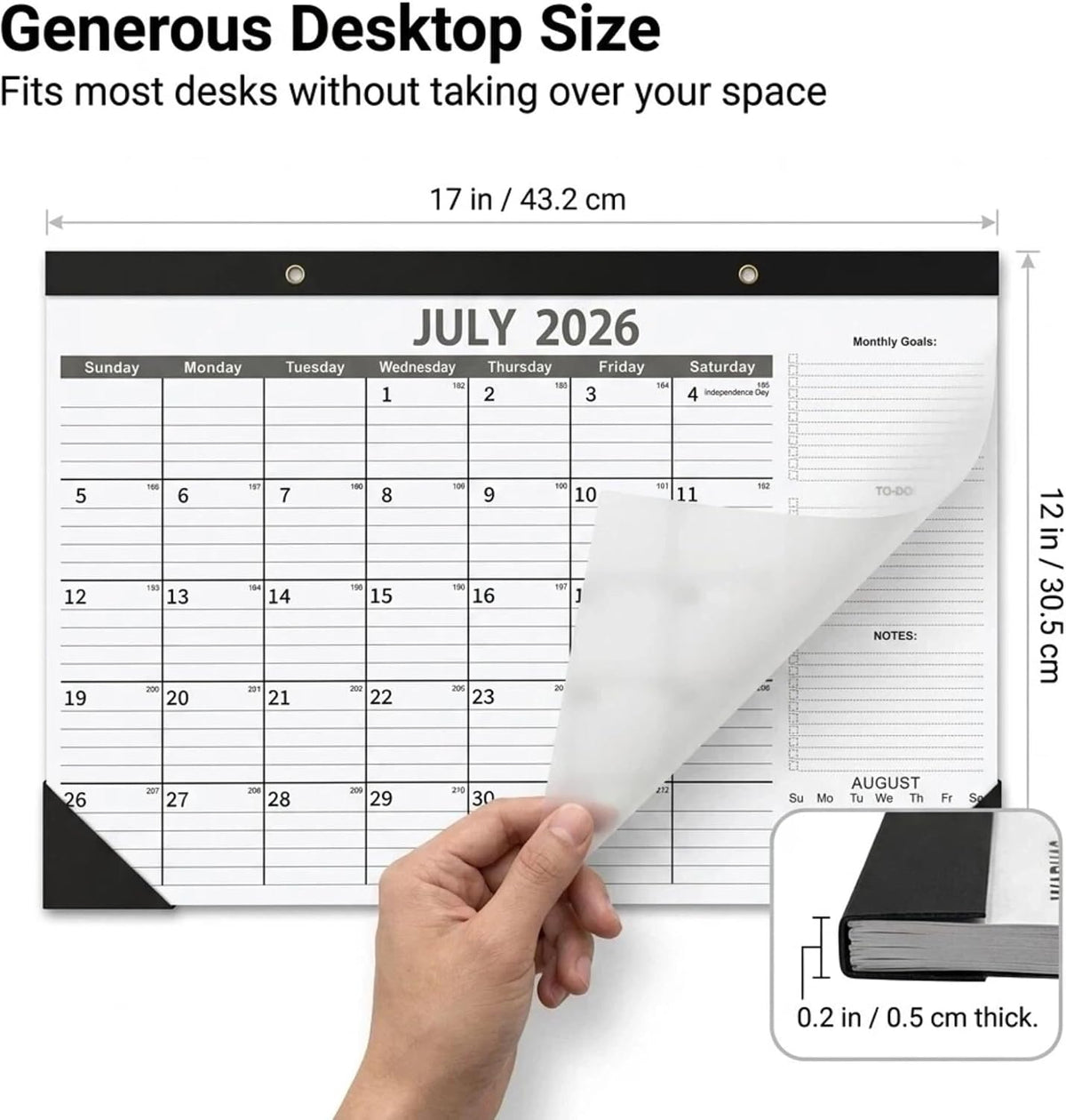 Desk Calendar 2026-2027-July 2026-Dec 2027-17" x 12"-Calendar 2026-2027