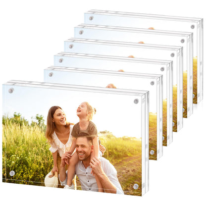 Fixwal 4x4 Acrylic Picture Frame, with Magnetic Desktop, 3 Pack