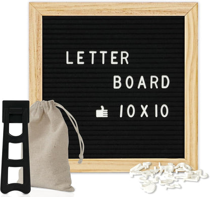 4 THOUGHT 10"x10" Felt Letter Board with Stand with Wooden Frame, Oak