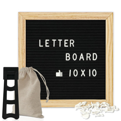 4 THOUGHT 10"x10" Felt Letter Board with Stand with Wooden Frame, Oak