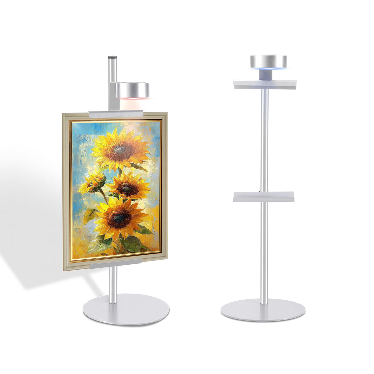 Adjustable Desktop Photo Frame Stand with Magnetic Wall Painting Light, Holds Picture Frames up to 30 Inch,with Rechargeable Battery,Metal Vertical Stand with 3 Color Temperature & 13RGB Poster Lights, for Displaying Picture Frames, Artworks (1 Pack,Black