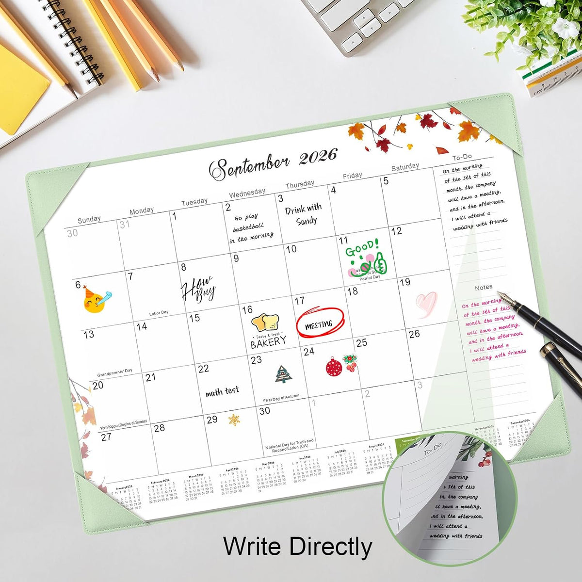 Desk Calendar 2026-2027 with Desktop Mat,22x17'' Large Desktop Pad Calendar